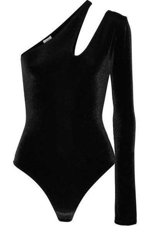 Alix - Vestry One-shoulder Cutout Stretch-velvet Bodysuit - Black
