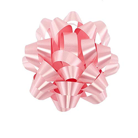 Worlds Light Pink Gift Wrap Bows,Satin Finish Confetti Bows-Christmas Ribbon Gift Bows 4" Inch (12 Pack)