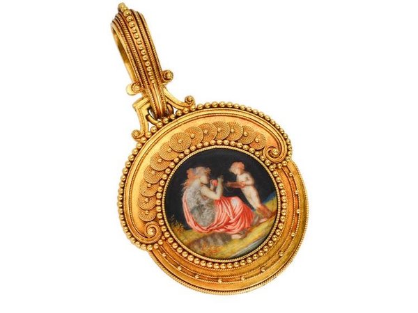 antique fontenay gold miniature portrait locket