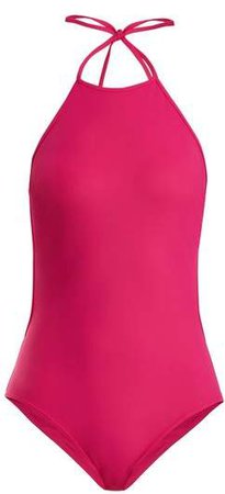 Classic Halterneck Swimsuit - Womens - Pink