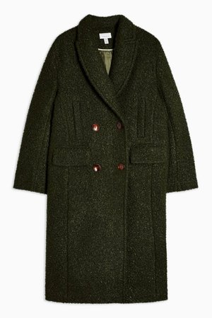 Khaki Boucle Coat | Topshop