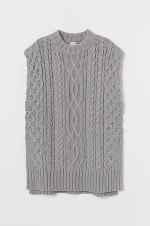 Cable-knit sleeveless jumper - Grey - Ladies | H&M GB
