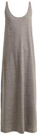 Skinny Strap Cotton Jersey Dress - Womens - Grey
