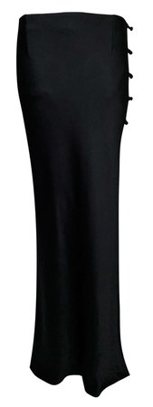 S/S 1999 Christian Dior John Galliano Chinoiserie High Slit Black Maxi Skirt