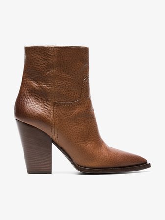 Saint Laurent brown Theo 95 leather cowboy boots | Boots | Browns