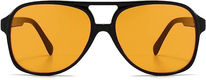 Amazon.com: IKUVNA Vintage Aviator Sunglasses for Women Men 70s Glasses Retro Oversized Yellow Lens Shades : Clothing, Shoes & Jewelry