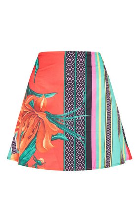 Multi Mixed Print A Line Mini Skirt | Skirts | PrettyLittleThing