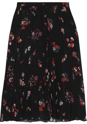 Pleated Floral-print Chiffon Skirt