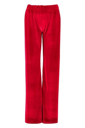 Velvet Wide Leg Trouser | Boohoo red