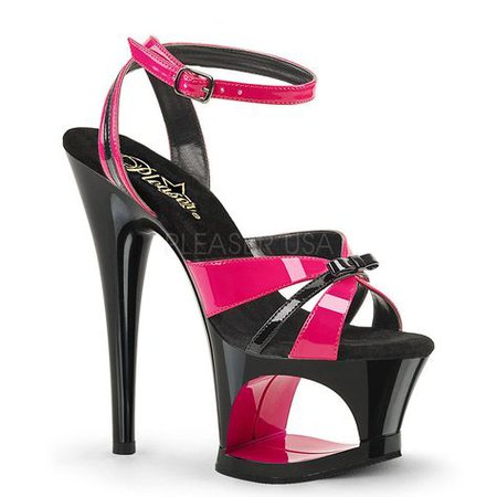Pleaser MOON-728 Hot Pink and Black Platform Sandal