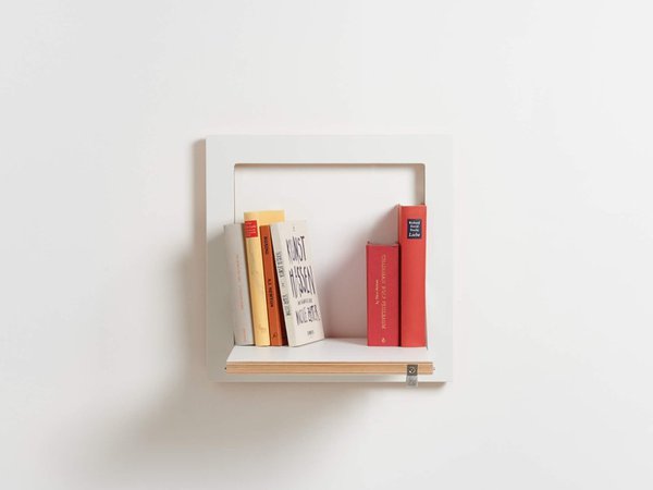 Folding plywood wall shelf FLÄPPS 40x40x1 - WHITE Fläpps Shelf 40×40-1 Collection By AMBIVALENZ design Malte Grieb