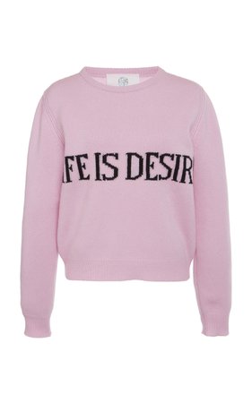 Alberta Ferretti "Life Is Desire" Eco-Cashmere Cropped Sweater