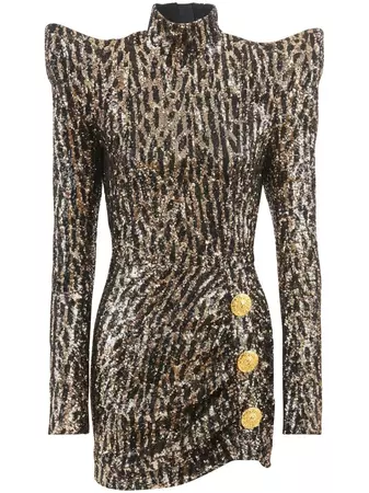 Balmain sequin-embellishment Buttoned Minidress - Farfetch