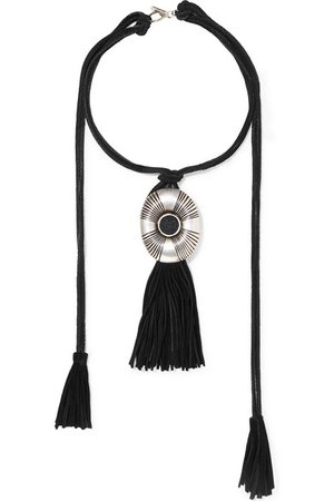 Saint Laurent | Tasseled suede and silver-tone necklace | NET-A-PORTER.COM