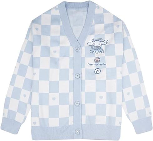 Amazon.com: Cosplay Sweater Kawaii Button Knitted Outerwear Women's Japan Cute Cardigan Plaid Jk Uniform Cardigan Sweater (as1, Alpha, m, Regular, Blue) : Clothing, Shoes & Jewelry