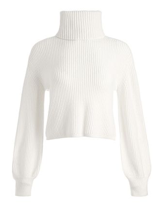 Carlynn Ribbed Cropped Turtleneck In Soft White | Alice And Olivia