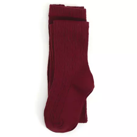 Burgundy Cable Knit Tights for babies, toddlers and girls. – Little Stocking Company