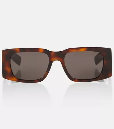 SL 654 Rectangular Sunglasses in Brown - Saint Laurent | Mytheresa