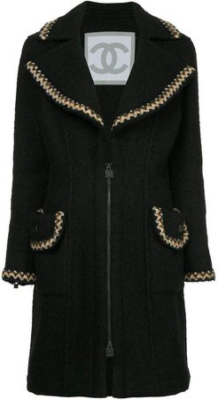 Pre-Owned zigzag trims zipped coat