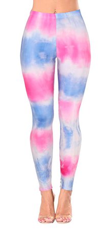 Jescakoo Women's Bright Color Tie Dye Print Ankle Legging Pants at Amazon Women’s Clothing store: