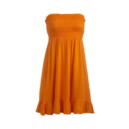 orange smocked strapless dress