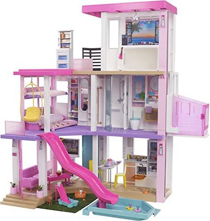 Amazon.com: Barbie Dreamhouse (3.75-ft) 3-Story Dollhouse Playset with Pool & Slide, Party Room, Elevator, Puppy Play Area, Customizable Lights & Sounds, 75+ Pieces, Gift for 3 to 7 Year Olds, New for 2021 : Toys & Games