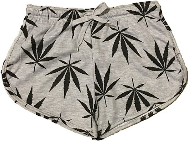 Women's Weed Leaf/Marijuana Print Short (Small) Grey | Amazon.com