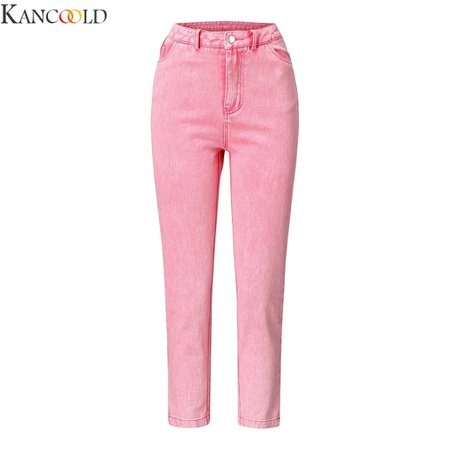 Pink Jeans Women High Waist Denim For Women 2020 New Fashion Female Casual Skinny Trouser Push Up Jeans Pencil Pants Plus Size|Jeans| - AliExpress