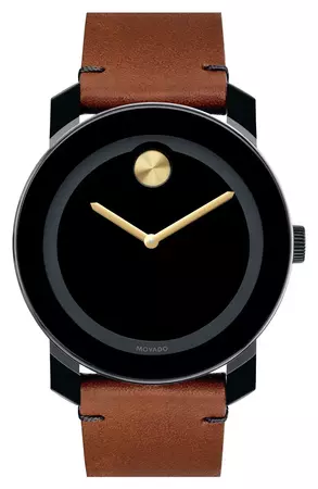 Movado 'Bold' Leather Strap Watch, 42mm | Nordstrom