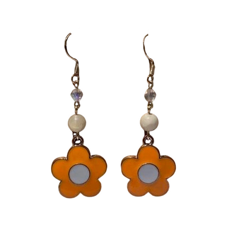 orange daisy flower earrings