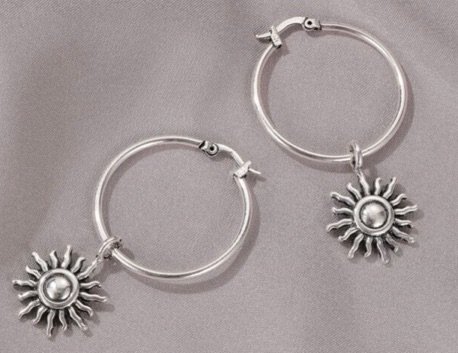 metal sun hoop drop earrings