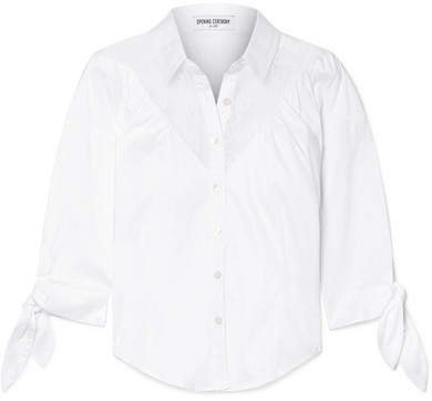 Lace-paneled Cotton-blend Poplin Shirt - White