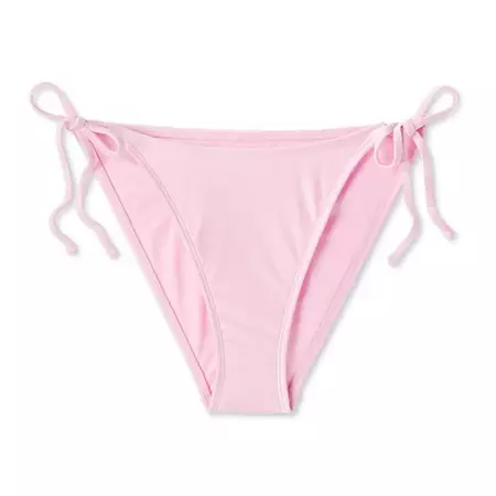 Women's Side-tie Scoop Front High Leg Cheeky Bikini Bottom - Wild Fable™ Light Pink Lurex : Target