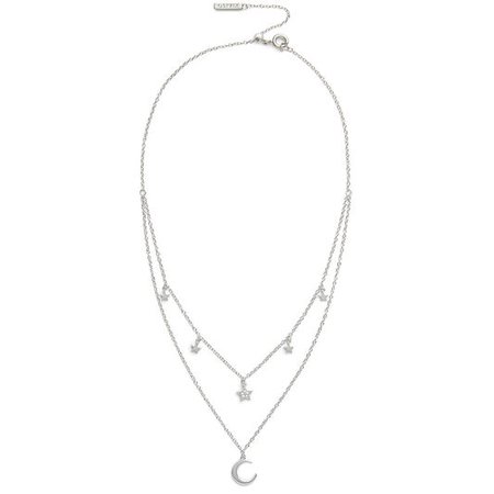 Celestial Double Cresent Moon and Star Necklace Silver | Olivia Burton London