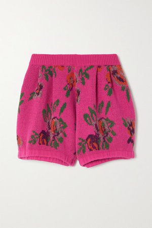Intarsia Wool-blend Shorts - Pink