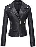 Instar Mode Women's Long Sleeve Zipper Closure Moto Biker Faux Leather Jacket Black S at Amazon Women's Coats Shop