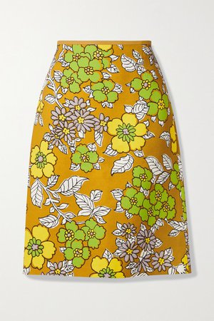 Floral-print Woven Skirt - Orange