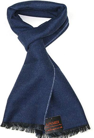 Blue Merino Wool Winter Scarf for Men and Women - Lovarzi Men's & Women's Luxury Scarfs - Gifts: Amazon.co.uk: Clothing