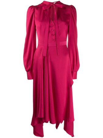 Alexander Mcqueen Tie Fastening Asymmetric Dress 593208QBAAE Pink | Farfetch