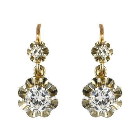 1930s Diamonds 18 Karat Rose White Gold Lever- Back Earrings For Sale at 1stDibs | white earrings