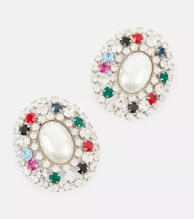 Embellished Clip On Earrings in Multicoloured - Alessandra Rich | Mytheresa