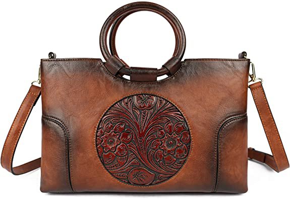 Amazon.com: PU Handbag for Women,Vintage Design Embossed Totem Purse Organizer Top-Handle Satchel Handmade Medium Crossbody …(Grey) : Clothing, Shoes & Jewelry