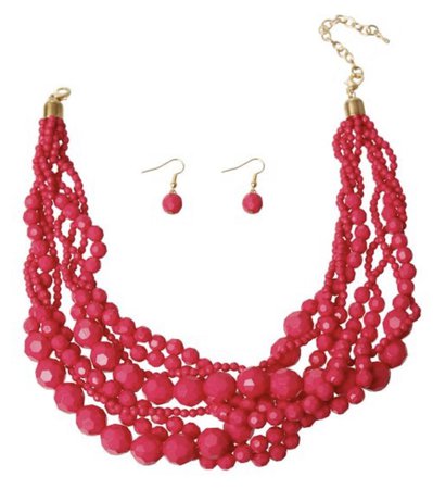 Multi strand bead necklace set