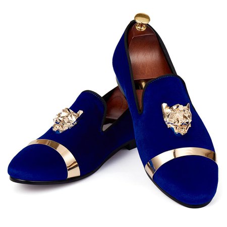 blue and gold dress shoes