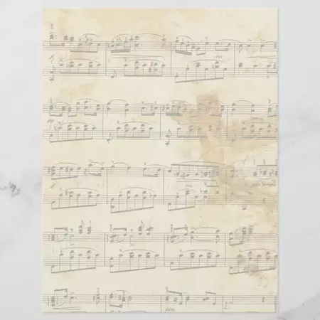 Vintage Faded Old Music Parchment Letterhead | Zazzle