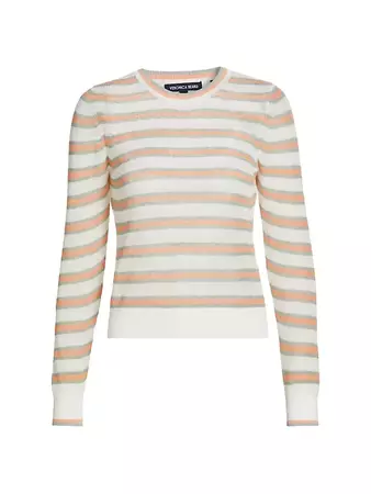 Shop Veronica Beard Magellen Striped Linen-Blend Sweater | Saks Fifth Avenue