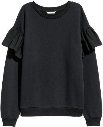 Sweatshirt with Flounces - Black