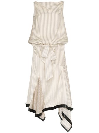 JW Anderson Neutral Silk Lambskin Trim Asymmetrical Dress | Farfetch.com