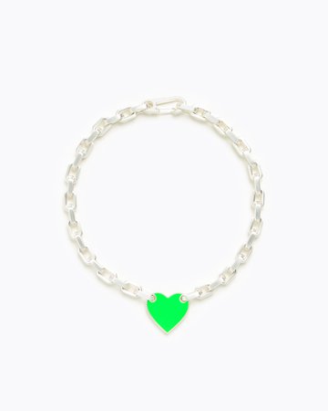 Collar corto cadena corazón verde