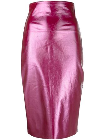 Rick Owens high-waisted wax-coated Midi Skirt - Farfetch